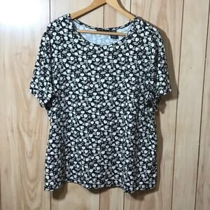 Apostrophe Brown Leaf Pattern Round Neck Short Sleeve Top 16/18W